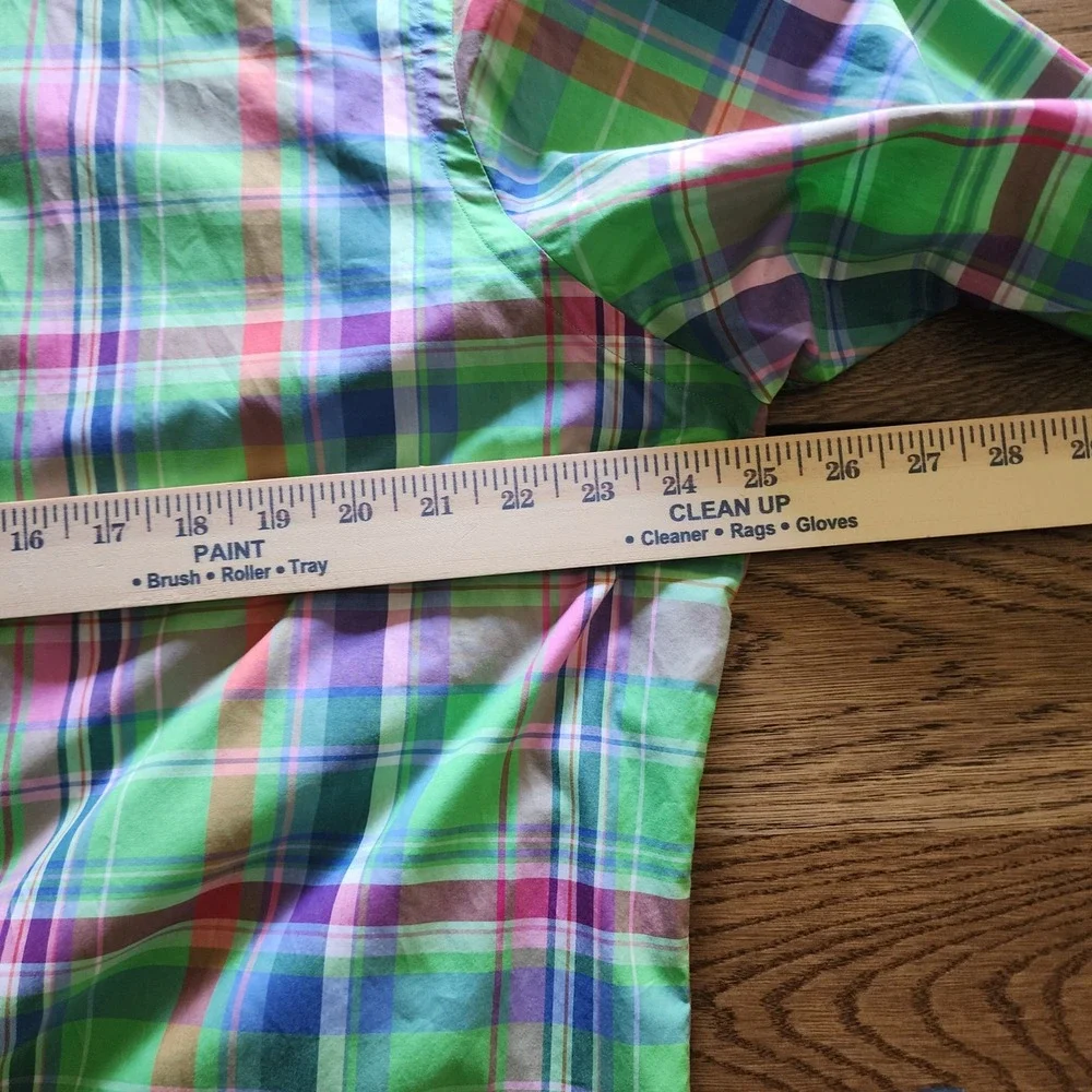 Polo Ralph Lauren Stanton Custom Fit Plaid Shirt Mens XXL Green Pink Multi Color